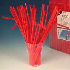 Трубочки для коктейля гибкие красные 0,5 см 24 см 1000 шт.