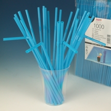 Трубочки для коктейля гибкие синие 0,5 см 24 см 1000 шт.